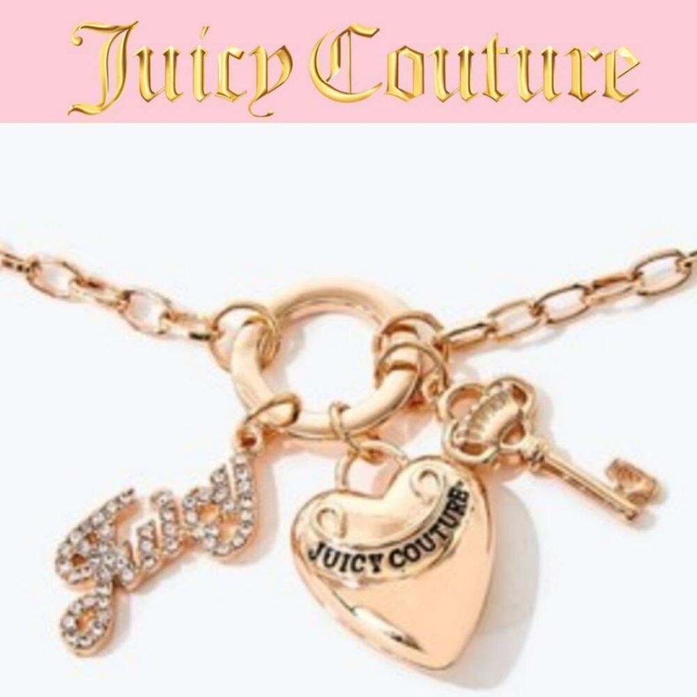 Juicy Couture Logo Heart‎ & Key Charm Necklace